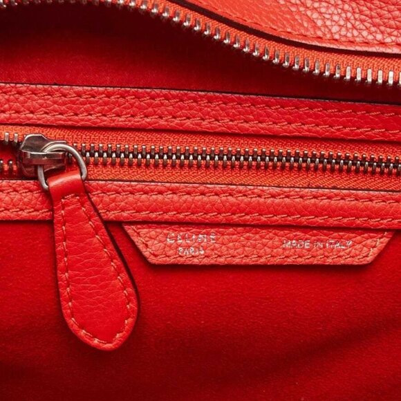 Celine Orange Pebbled Leather Micro Luggage Tote Bag - Picture 11 of 12